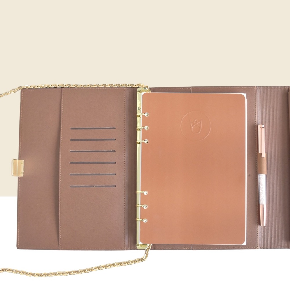 Cognac Brown Vegan Leather Planner